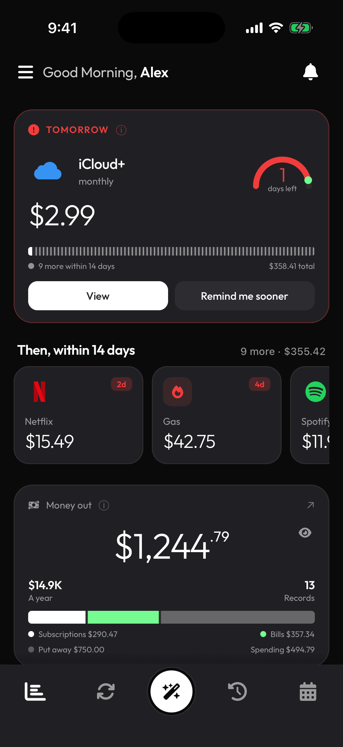 The Monthly spend card